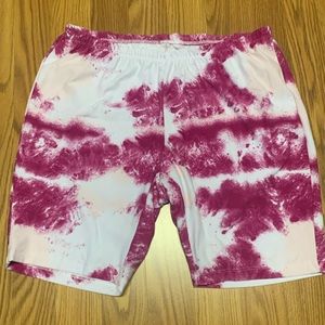 Just be Poly Spandex pink Tie Dye shorts. Size 1X Super Soft!